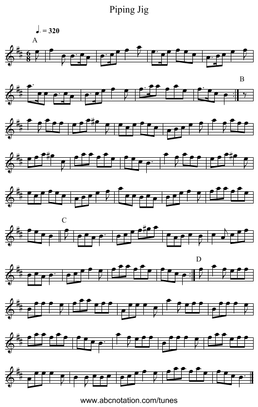 Piping Jig - staff notation