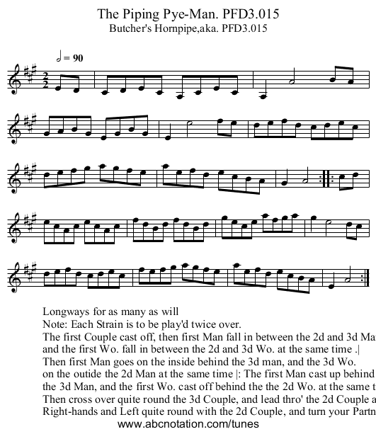 Piping Pye-Man. PFD3.015, The - staff notation