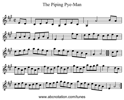Piping Pye-Man, The - staff notation