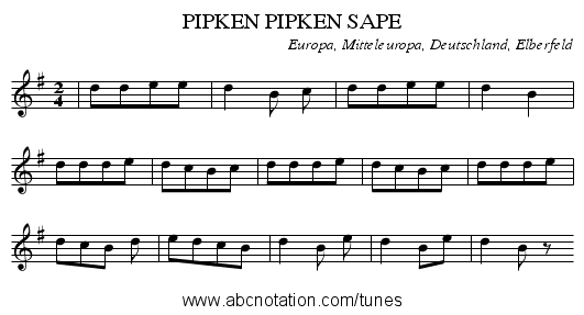 PIPKEN PIPKEN SAPE - staff notation