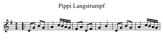 Pippi Langstrumpf - staff notation