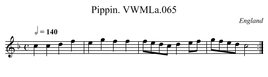 Pippin. VWMLa.065 - staff notation