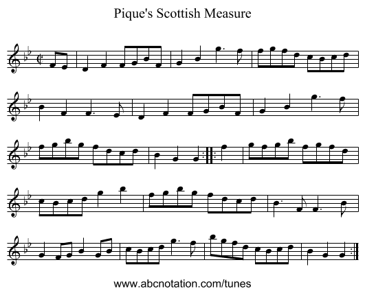 Pique's Scottish Measure - staff notation