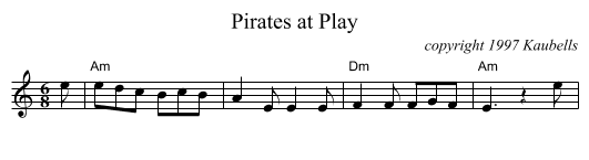 Pirates at Play - staff notation