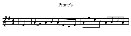 Pirate's - staff notation