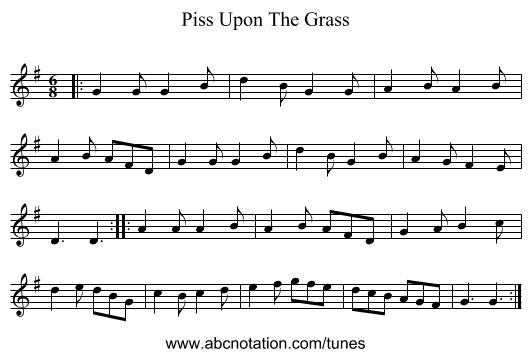 Piss Upon The Grass - staff notation