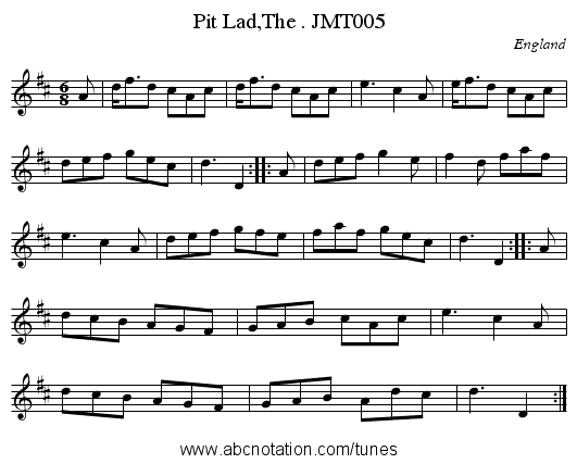 Pit Lad,The . JMT005 - staff notation