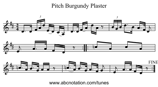 Pitch Burgundy Plaster - staff notation