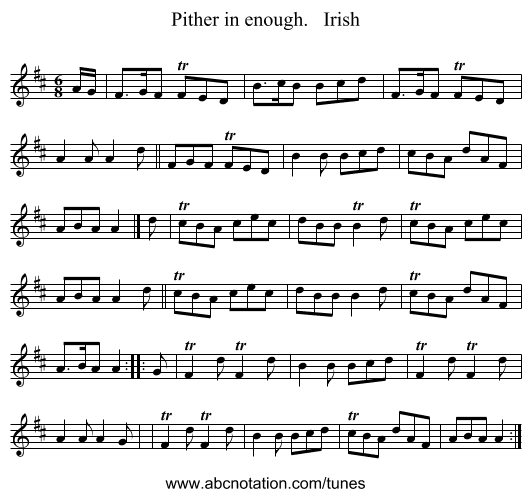 Pither in enough. Irish - staff notation