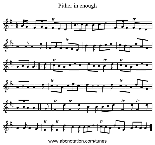 Pither in enough - staff notation