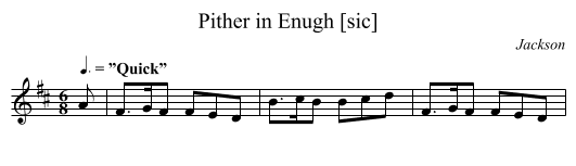Pither in Enugh [sic] - staff notation