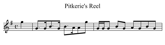 Pitkerie's Reel - staff notation