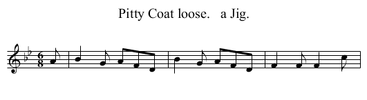 Pitty Coat loose.   a Jig. - staff notation