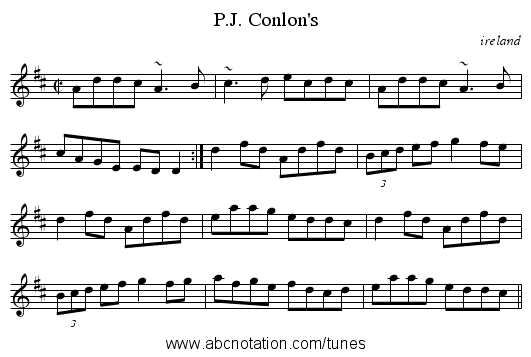 P.J. Conlon's - staff notation