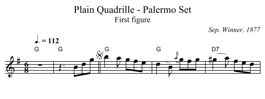 Plain Quadrille - Palermo Set - staff notation