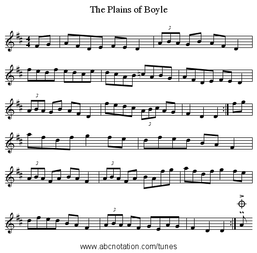 Plains of Boyle, The - staff notation