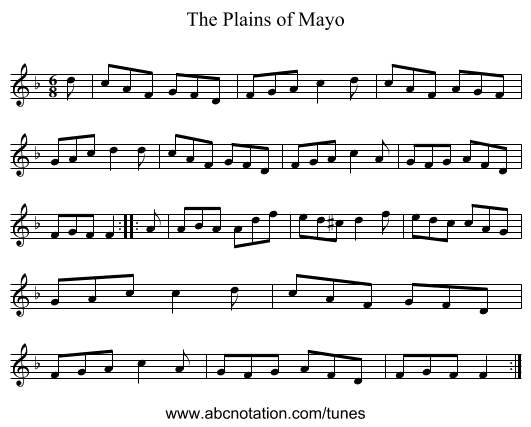 Plains of Mayo, The - staff notation