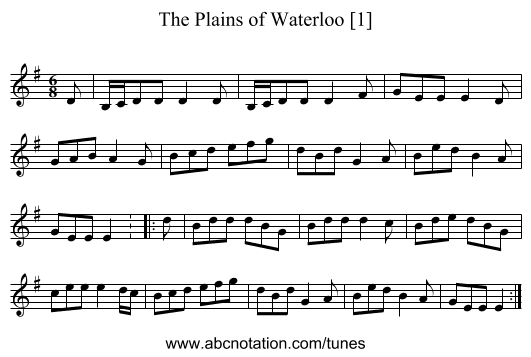 Plains of Waterloo [1], The - staff notation
