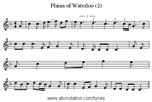 Plains of Waterloo (2) - staff notation