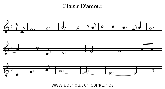 Plaisir D'amour - staff notation