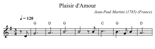 Plaisir d'Amour - staff notation