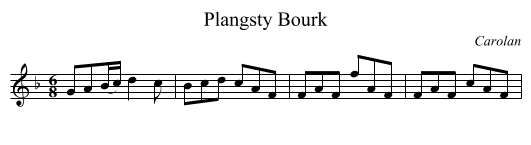 Plangsty Bourk - staff notation