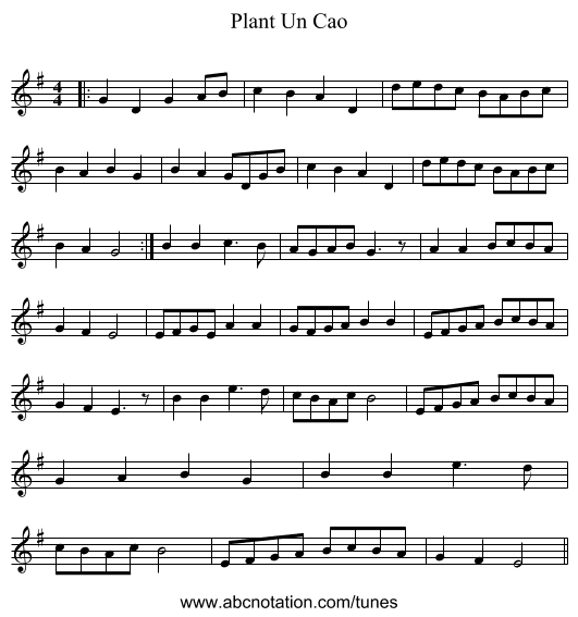 Plant Un Cao - staff notation