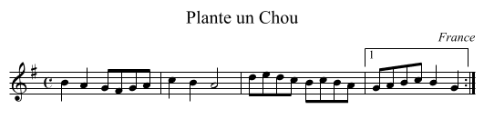 Plante un Chou - staff notation
