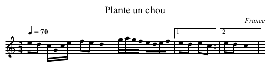 Plante un chou - staff notation