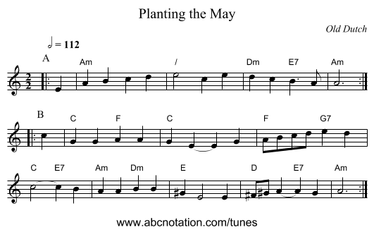 Planting the May - staff notation
