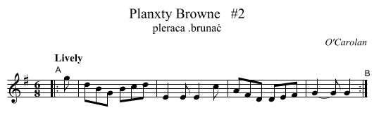 Planxty Browne   #2 - staff notation