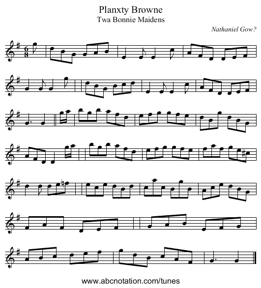 Planxty Browne - staff notation