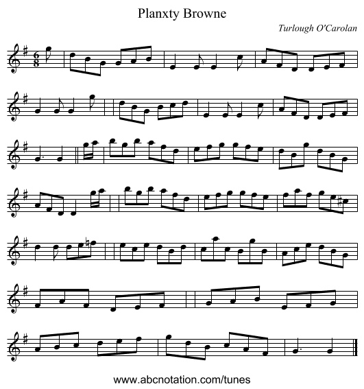 Planxty Browne - staff notation