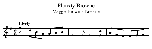 Planxty Browne - staff notation