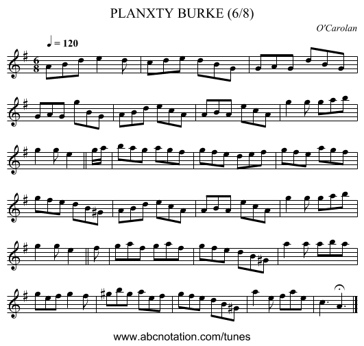 PLANXTY BURKE (6/8) - staff notation
