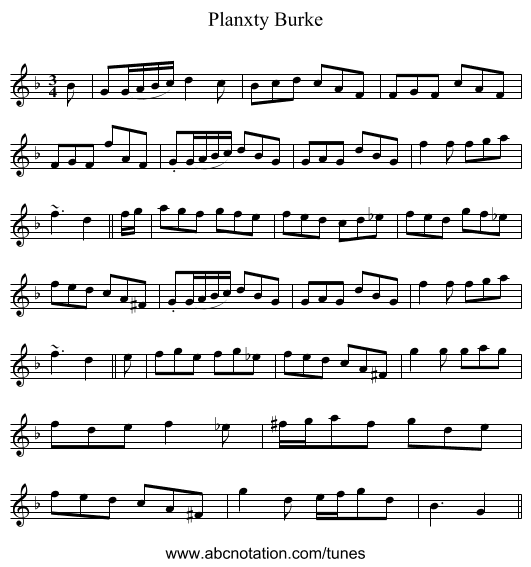 Planxty Burke - staff notation