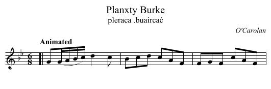 Planxty Burke - staff notation