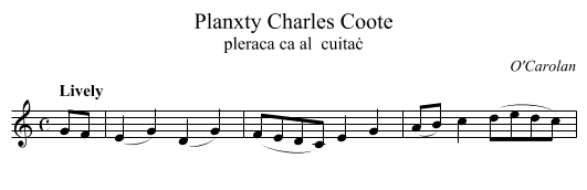 Planxty Charles Coote - staff notation