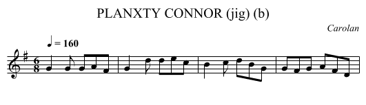 PLANXTY CONNOR (jig) (b) - staff notation