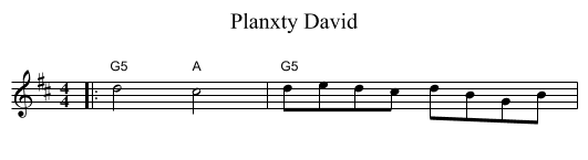 Planxty David - staff notation