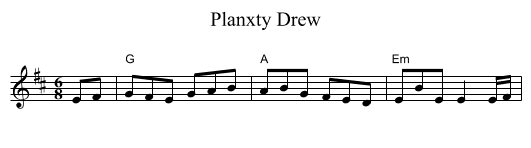 Planxty Drew - staff notation