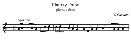 Planxty Drew - staff notation