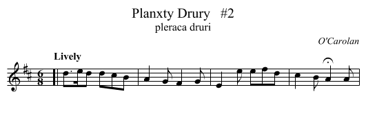 Planxty Drury   #2 - staff notation