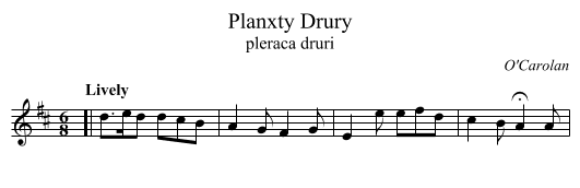 Planxty Drury - staff notation