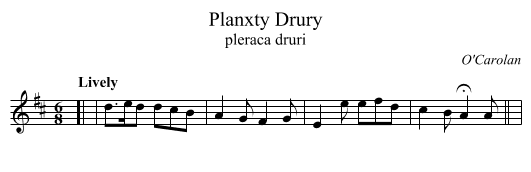 Planxty Drury - staff notation