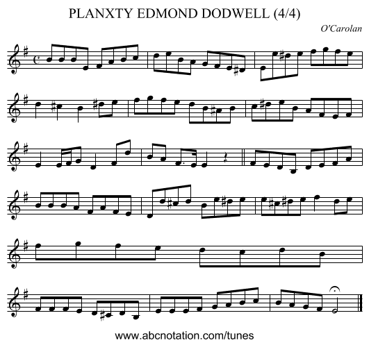 PLANXTY EDMOND DODWELL (4/4) - staff notation