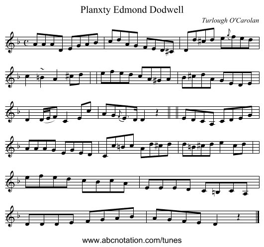 Planxty Edmond Dodwell - staff notation
