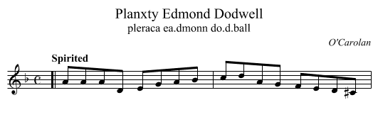 Planxty Edmond Dodwell - staff notation