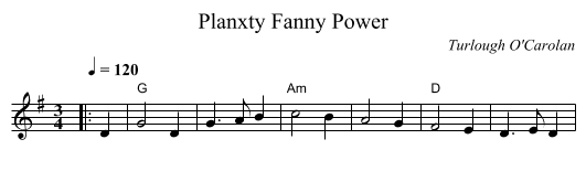 Planxty Fanny Power - staff notation