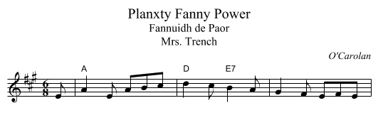 Planxty Fanny Power - staff notation